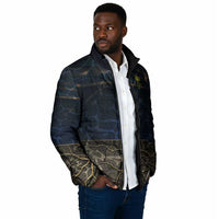 Geb Padded Jacket Ancient Egyptian Cracked Earth and Wheat Illustration Egyptian Earth God - Wonder Print Shop
