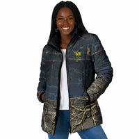 Geb Padded Jacket Ancient Egyptian Cracked Earth and Wheat Illustration Egyptian Earth God - Wonder Print Shop