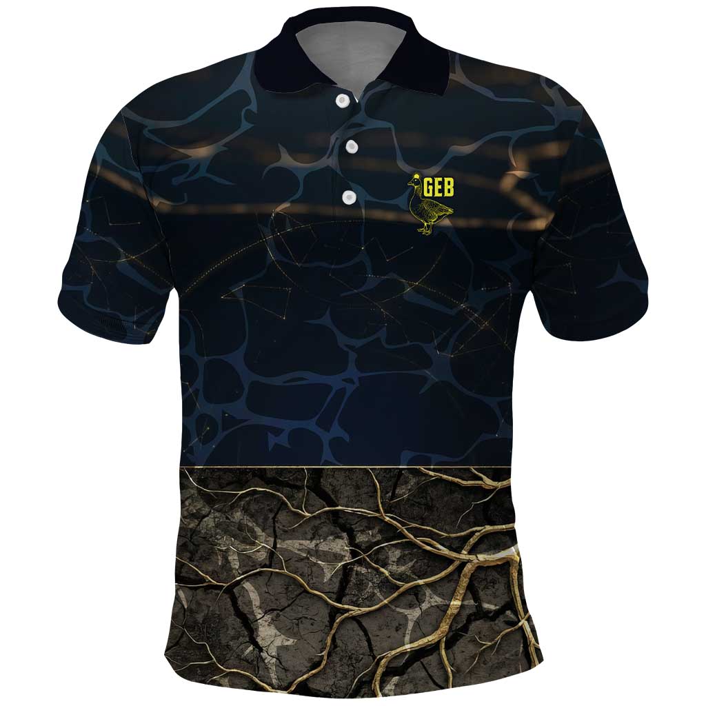Geb Polo Shirt Ancient Egyptian Cracked Earth and Wheat Illustration Egyptian Earth God - Wonder Print Shop