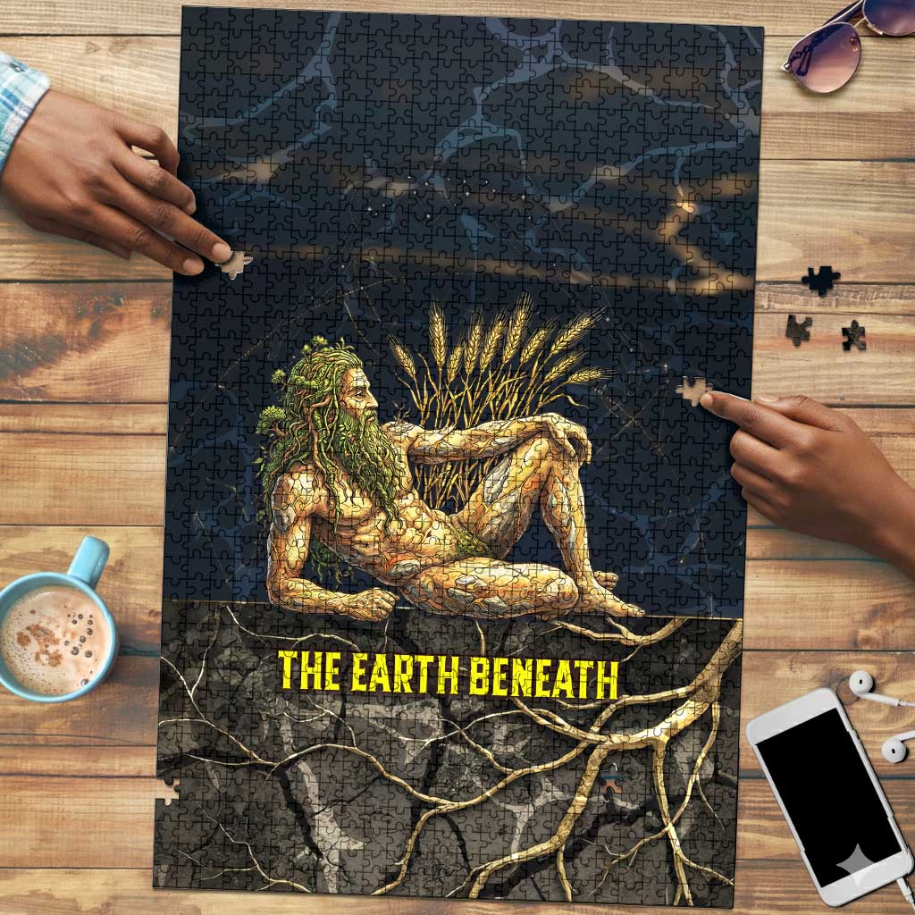 Geb Puzzle Ancient Egyptian Cracked Earth and Wheat Illustration Egyptian Earth God - Wonder Print Shop