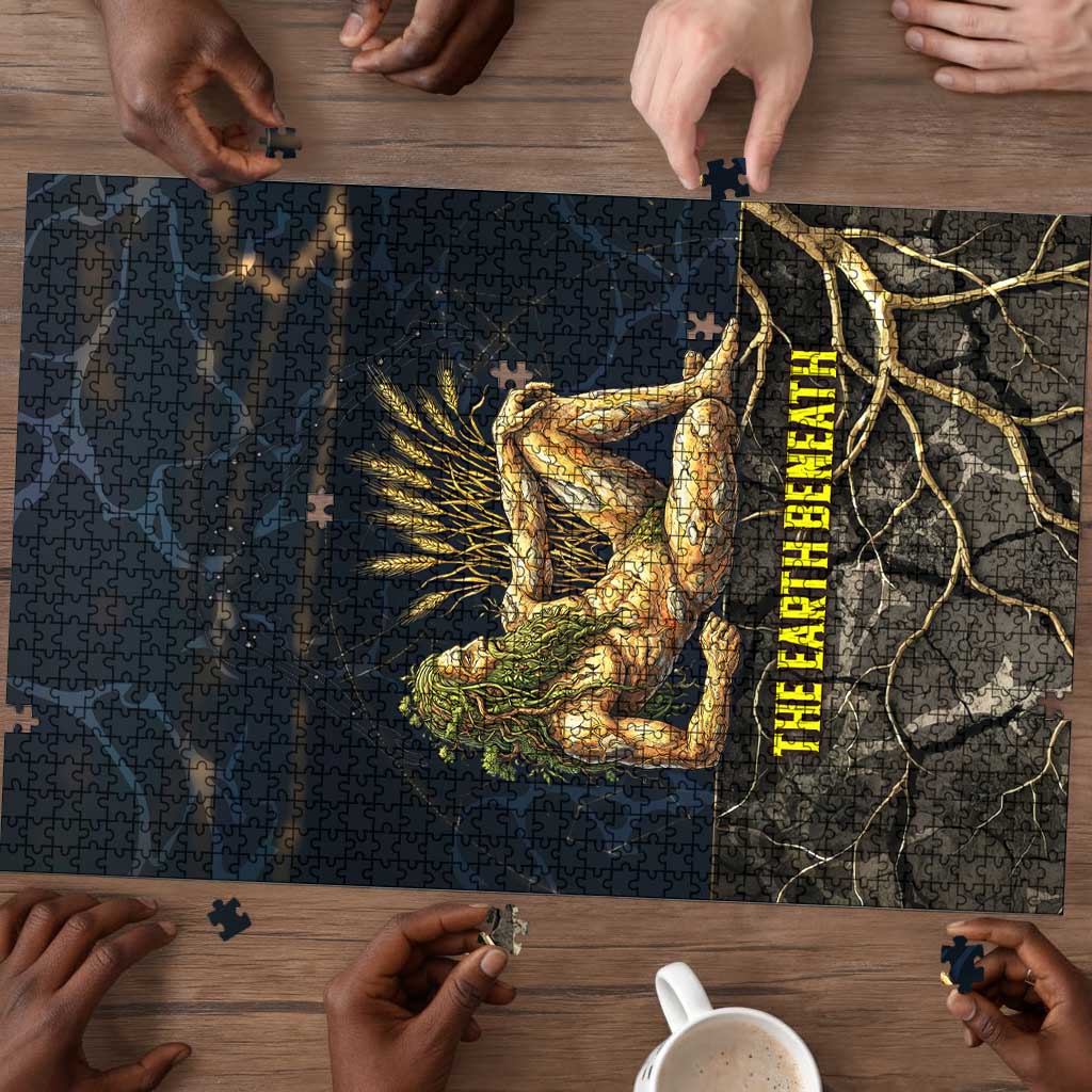 Geb Puzzle Ancient Egyptian Cracked Earth and Wheat Illustration Egyptian Earth God - Wonder Print Shop