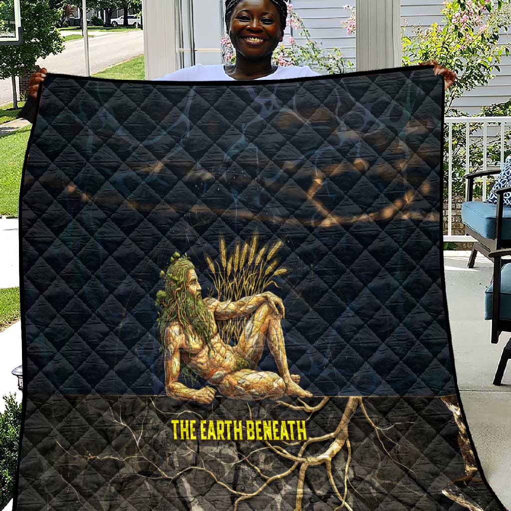 Geb Quilt Ancient Egyptian Cracked Earth and Wheat Illustration Egyptian Earth God - Wonder Print Shop