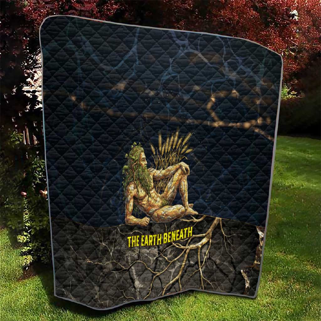 Geb Quilt Ancient Egyptian Cracked Earth and Wheat Illustration Egyptian Earth God - Wonder Print Shop