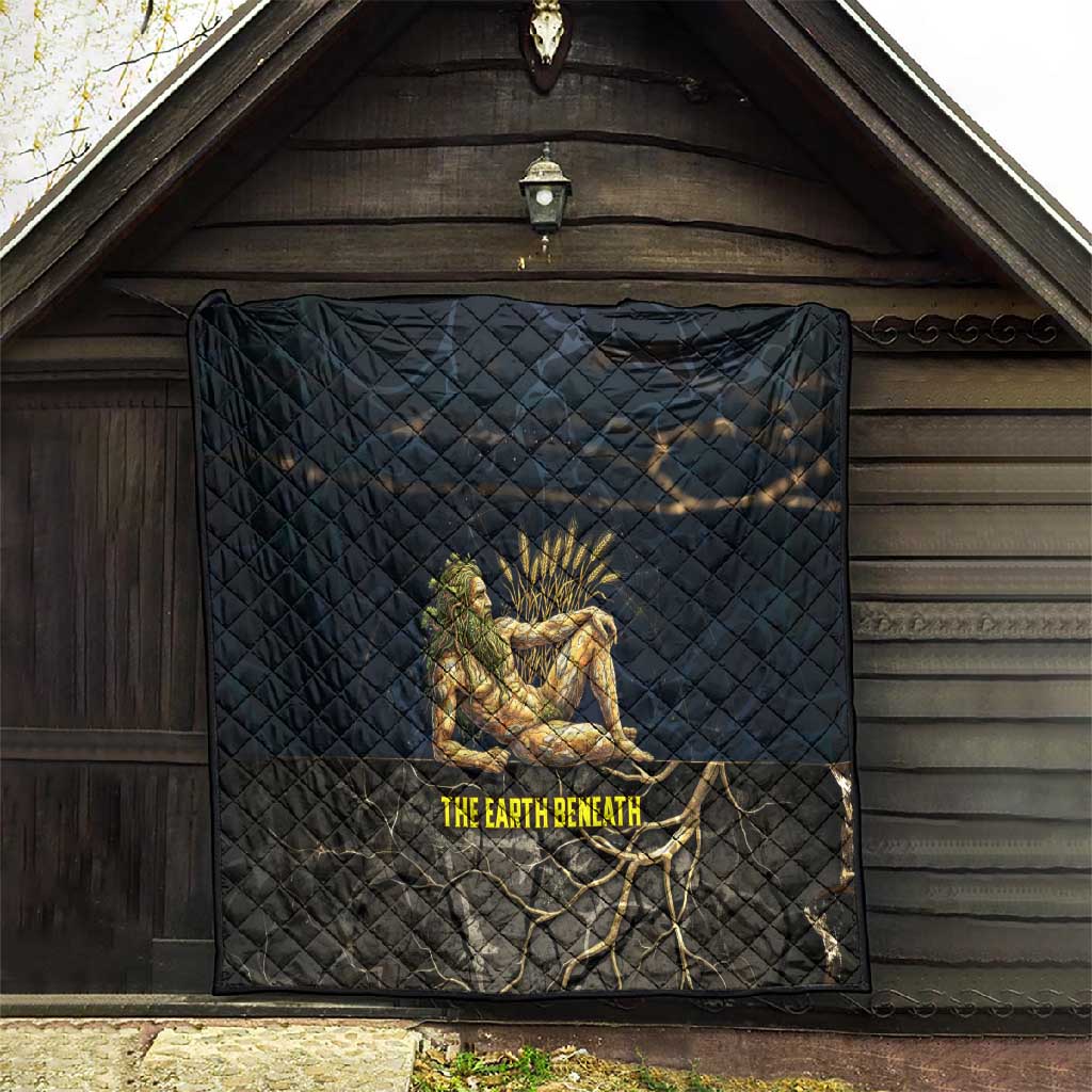 Geb Quilt Ancient Egyptian Cracked Earth and Wheat Illustration Egyptian Earth God - Wonder Print Shop