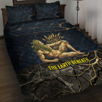 Geb Quilt Bed Set Ancient Egyptian Cracked Earth and Wheat Illustration Egyptian Earth God - Wonder Print Shop