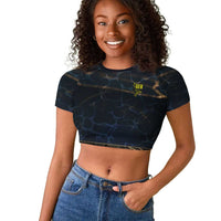 Geb Raglan Cropped T shirt Ancient Egyptian Cracked Earth and Wheat Illustration Egyptian Earth God - Wonder Print Shop