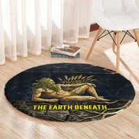Geb Round Carpet Ancient Egyptian Cracked Earth and Wheat Illustration Egyptian Earth God - Wonder Print Shop