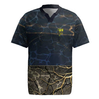 Geb Rugby Jersey Ancient Egyptian Cracked Earth and Wheat Illustration Egyptian Earth God - Wonder Print Shop