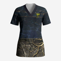 Geb Scrub Top Ancient Egyptian Cracked Earth and Wheat Illustration Egyptian Earth God - Wonder Print Shop