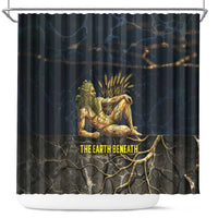 Geb Shower Curtain Ancient Egyptian Cracked Earth and Wheat Illustration Egyptian Earth God - Wonder Print Shop
