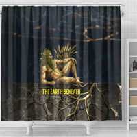 Geb Shower Curtain Ancient Egyptian Cracked Earth and Wheat Illustration Egyptian Earth God - Wonder Print Shop