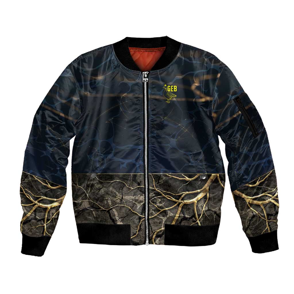 Geb Sleeve Zip Bomber Jacket Ancient Egyptian Cracked Earth and Wheat Illustration Egyptian Earth God - Wonder Print Shop