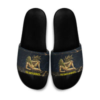 Geb Slide Sandals Ancient Egyptian Cracked Earth and Wheat Illustration Egyptian Earth God - Wonder Print Shop