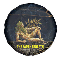 Geb Spare Tire Cover Ancient Egyptian Cracked Earth and Wheat Illustration Egyptian Earth God - Wonder Print Shop