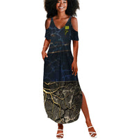 Geb Summer Maxi Dress Ancient Egyptian Cracked Earth and Wheat Illustration Egyptian Earth God - Wonder Print Shop