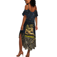Geb Summer Maxi Dress Ancient Egyptian Cracked Earth and Wheat Illustration Egyptian Earth God - Wonder Print Shop