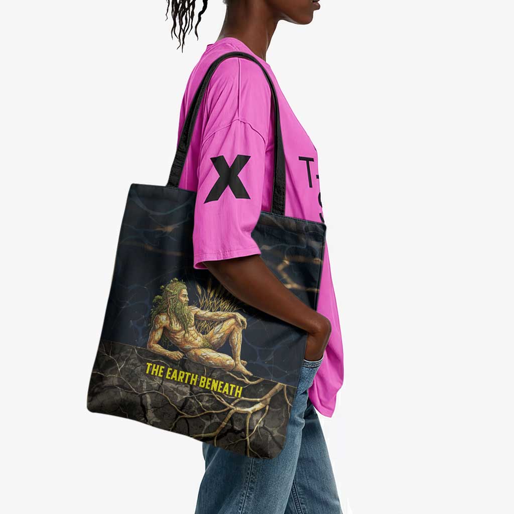 Geb Tote Bag Ancient Egyptian Cracked Earth and Wheat Illustration Egyptian Earth God - Wonder Print Shop
