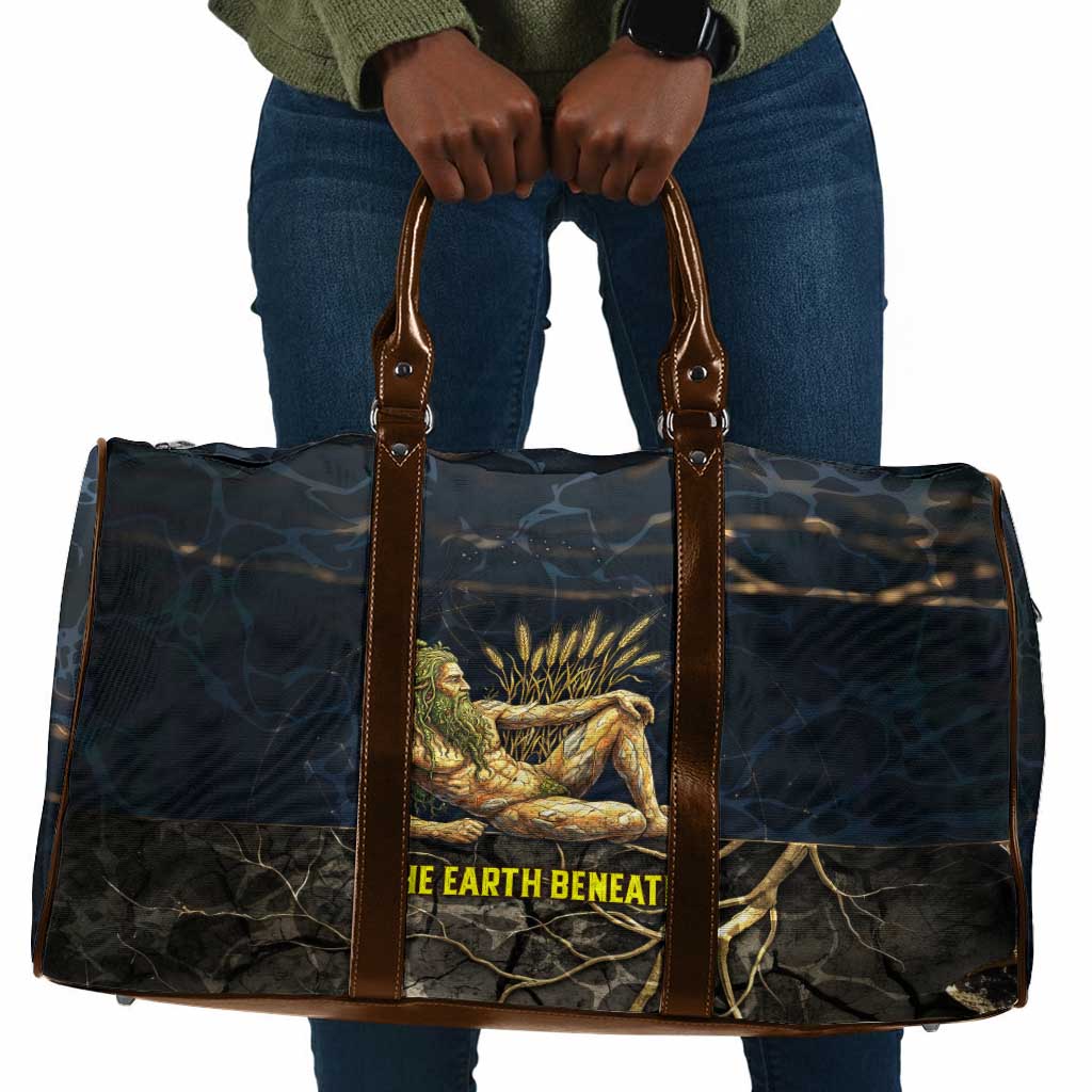 Geb Travel Bag Ancient Egyptian Cracked Earth and Wheat Illustration Egyptian Earth God - Wonder Print Shop