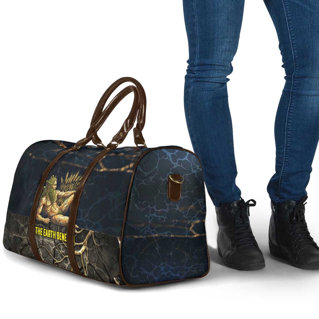 Geb Travel Bag Ancient Egyptian Cracked Earth and Wheat Illustration Egyptian Earth God - Wonder Print Shop
