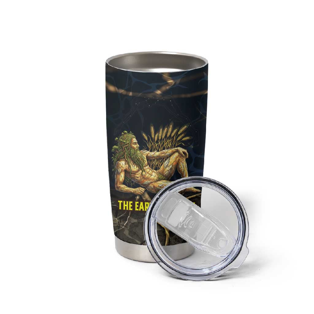 Geb Tumbler Cup Ancient Egyptian Cracked Earth and Wheat Illustration Egyptian Earth God - Wonder Print Shop