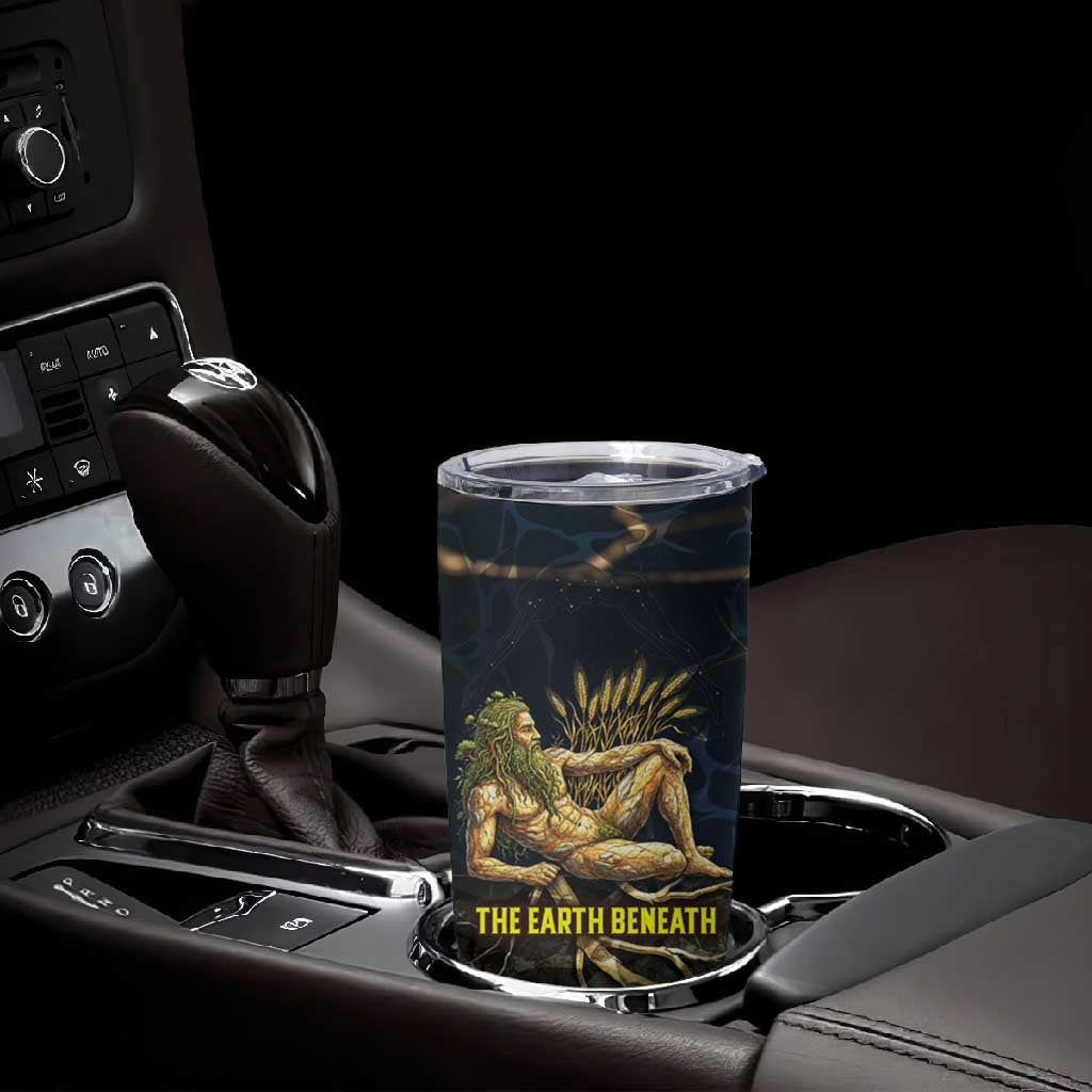 Geb Tumbler Cup Ancient Egyptian Cracked Earth and Wheat Illustration Egyptian Earth God - Wonder Print Shop
