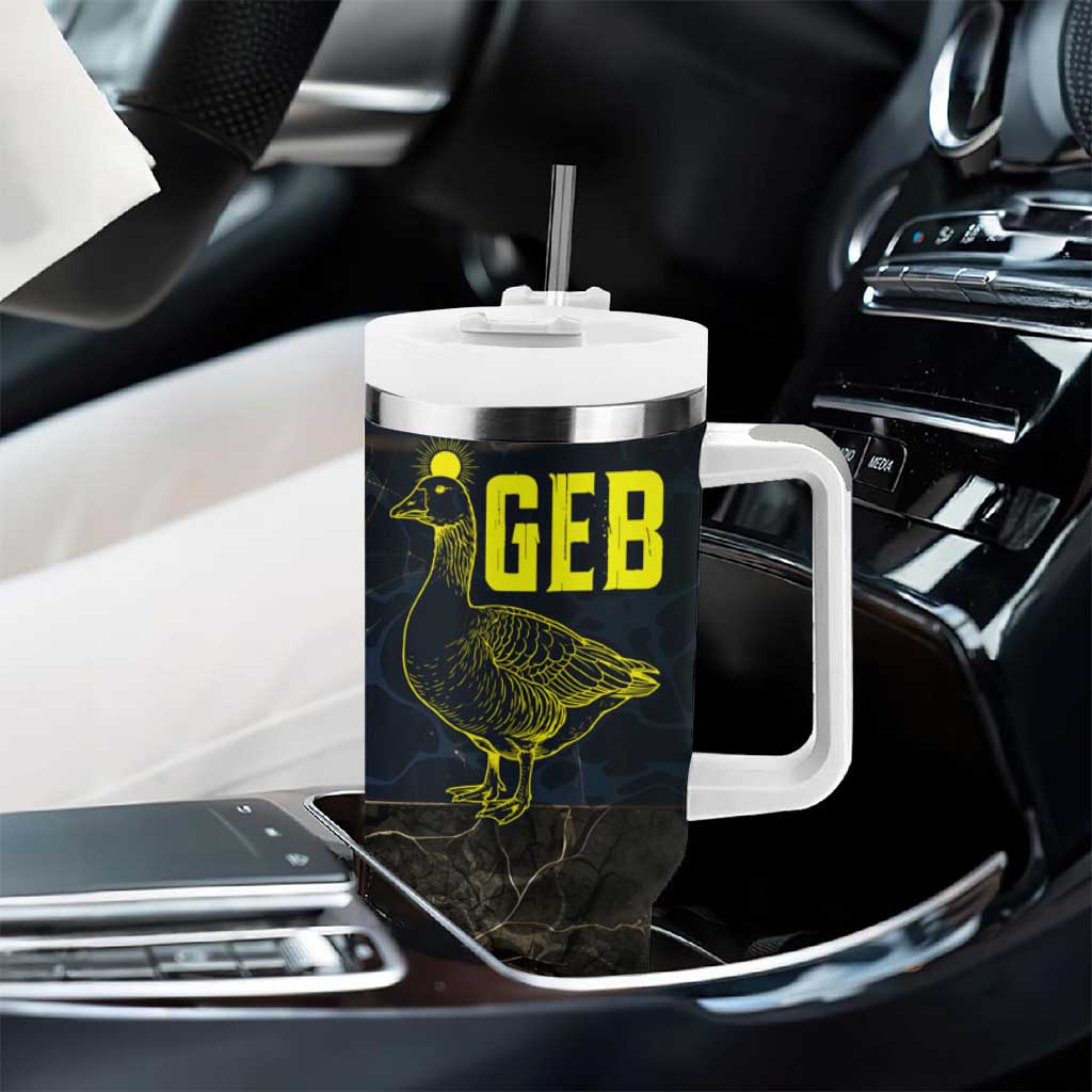 Geb Tumbler With Handle Ancient Egyptian Cracked Earth and Wheat Illustration Egyptian Earth God - Wonder Print Shop