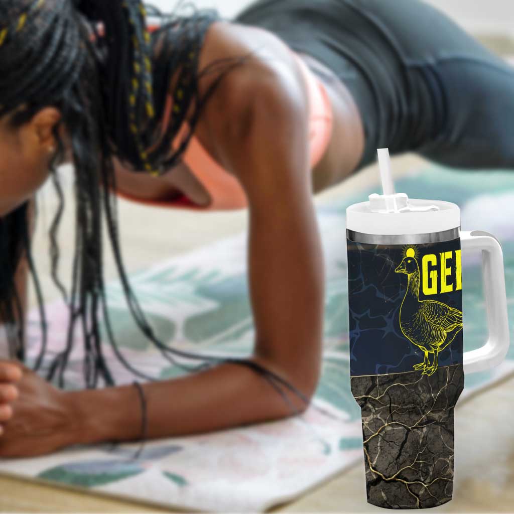 Geb Tumbler With Handle Ancient Egyptian Cracked Earth and Wheat Illustration Egyptian Earth God - Wonder Print Shop
