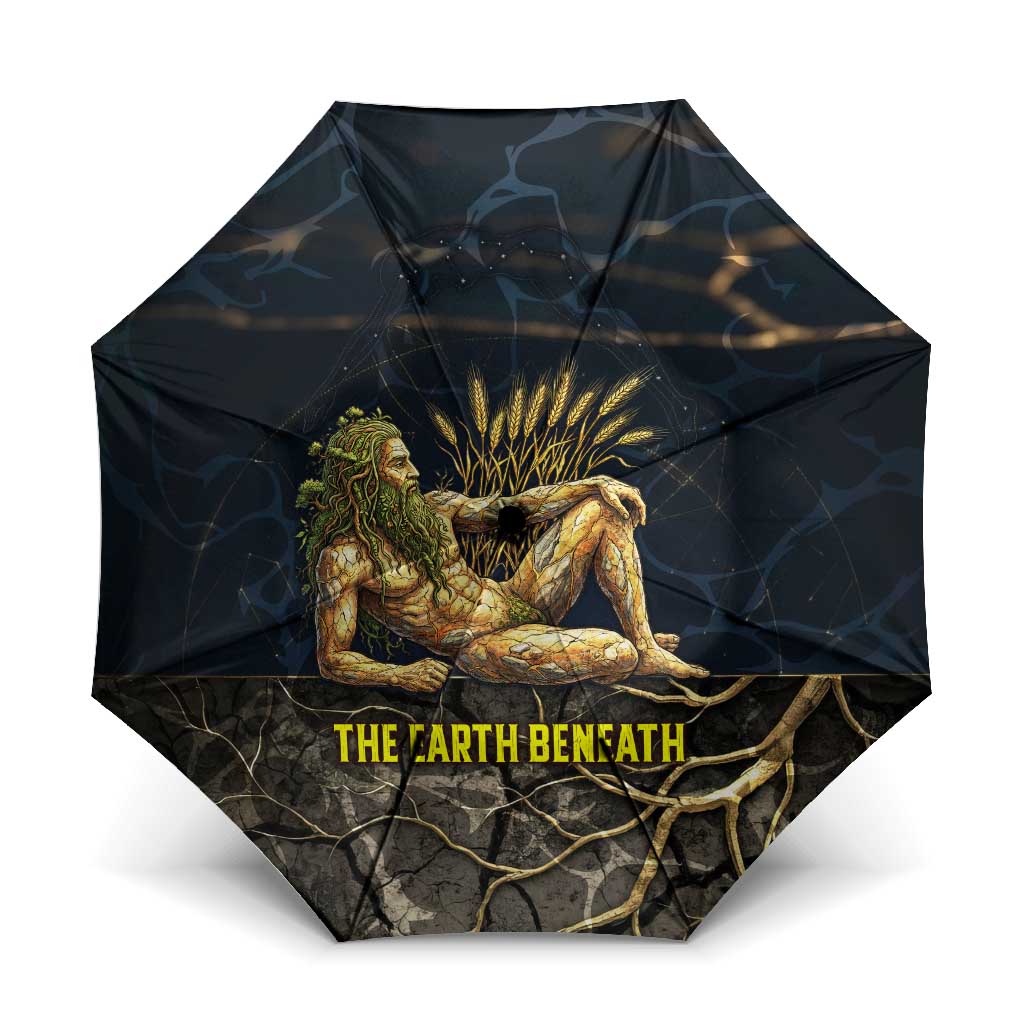 Geb Umbrella Ancient Egyptian Cracked Earth and Wheat Illustration Egyptian Earth God - Wonder Print Shop