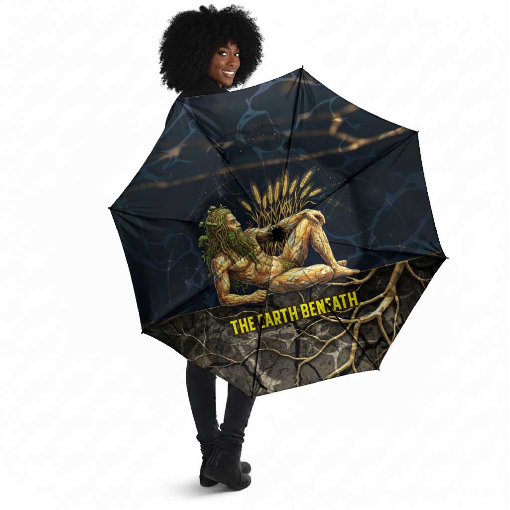 Geb Umbrella Ancient Egyptian Cracked Earth and Wheat Illustration Egyptian Earth God - Wonder Print Shop