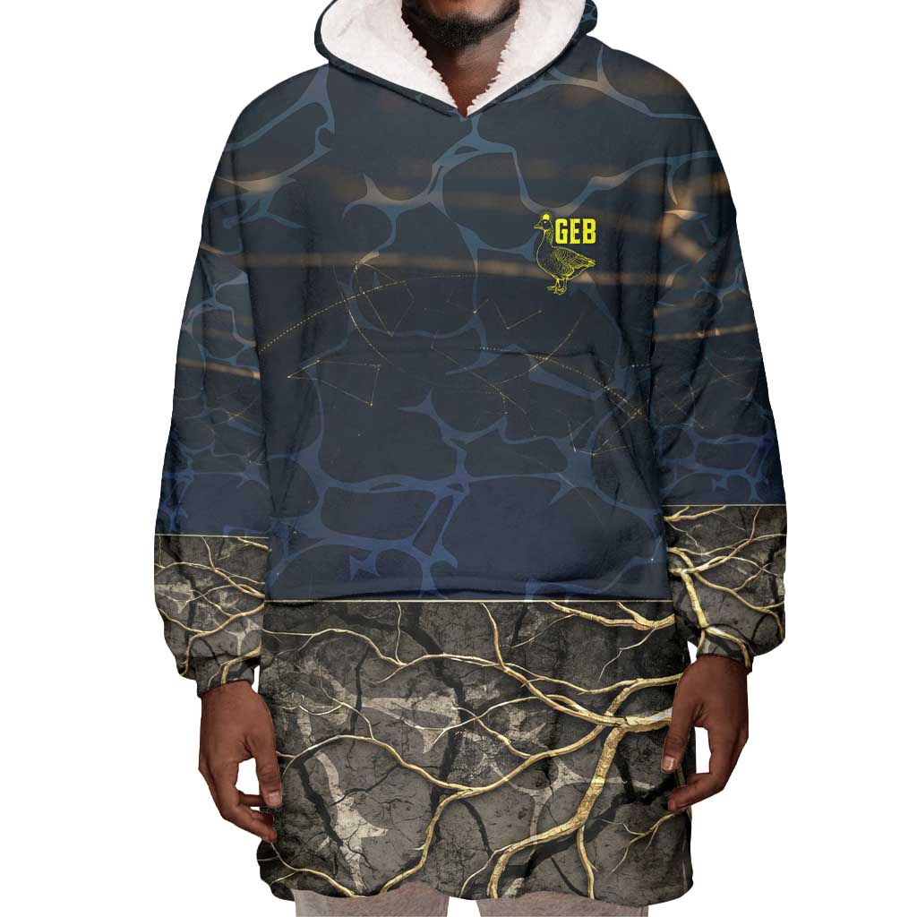 Geb Wearable Blanket Hoodie Ancient Egyptian Cracked Earth and Wheat Illustration Egyptian Earth God - Wonder Print Shop