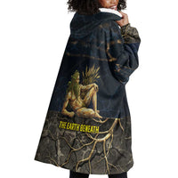 Geb Wearable Blanket Hoodie Ancient Egyptian Cracked Earth and Wheat Illustration Egyptian Earth God - Wonder Print Shop