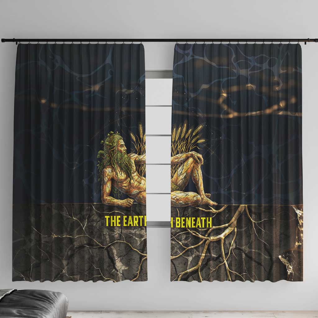 Geb Window Curtain Ancient Egyptian Cracked Earth and Wheat Illustration Egyptian Earth God - Wonder Print Shop