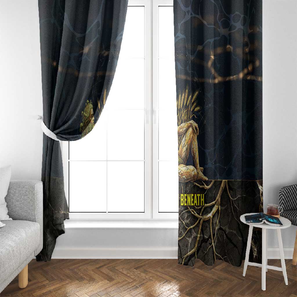 Geb Window Curtain Ancient Egyptian Cracked Earth and Wheat Illustration Egyptian Earth God - Wonder Print Shop