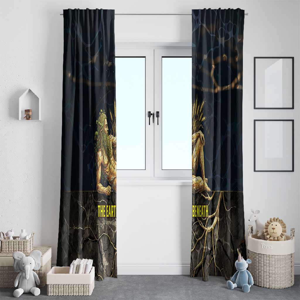 Geb Window Curtain Ancient Egyptian Cracked Earth and Wheat Illustration Egyptian Earth God - Wonder Print Shop