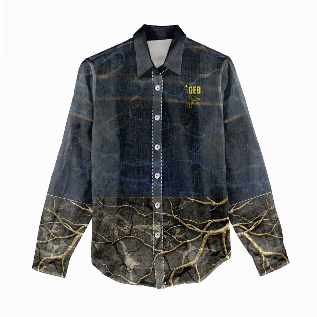 Geb Women Casual Shirt Ancient Egyptian Cracked Earth and Wheat Illustration Egyptian Earth God - Wonder Print Shop