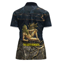 Geb Women Polo Shirt Ancient Egyptian Cracked Earth and Wheat Illustration Egyptian Earth God - Wonder Print Shop
