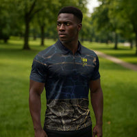Geb Zipper Polo Shirt Ancient Egyptian Cracked Earth and Wheat Illustration Egyptian Earth God - Wonder Print Shop