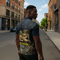 Geb Zipper Polo Shirt Ancient Egyptian Cracked Earth and Wheat Illustration Egyptian Earth God - Wonder Print Shop