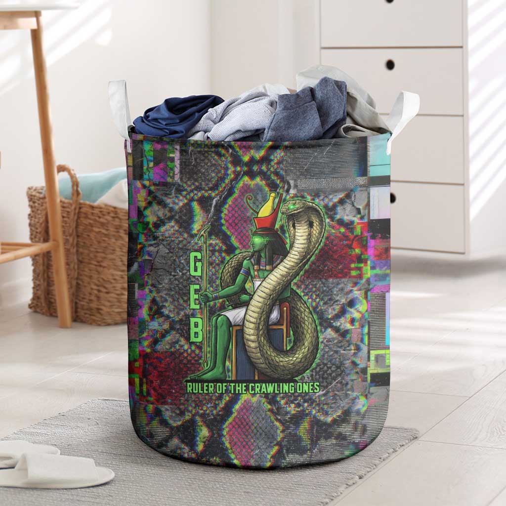 Geb Ancient Egyptian Laundry Basket with Serpent Throne and Snake Skin Texture Egyptian Earth God Tribute - Wonder Print Shop