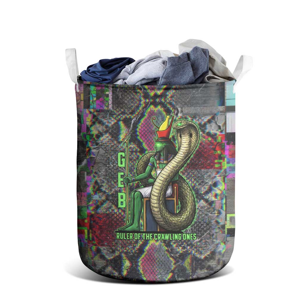 Geb Ancient Egyptian Laundry Basket with Serpent Throne and Snake Skin Texture Egyptian Earth God Tribute - Wonder Print Shop