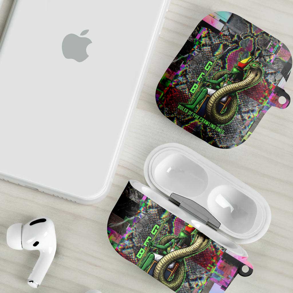 Geb Ancient Egyptian AirPods Case with Serpent Throne and Snake Skin Texture Egyptian Earth God Tribute - Wonder Print Shop