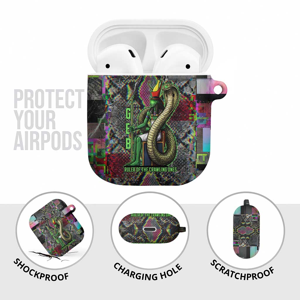 Geb Ancient Egyptian AirPods Case with Serpent Throne and Snake Skin Texture Egyptian Earth God Tribute - Wonder Print Shop