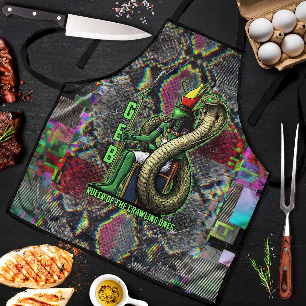 Geb Ancient Egyptian Apron with Serpent Throne and Snake Skin Texture Egyptian Earth God Tribute - Wonder Print Shop
