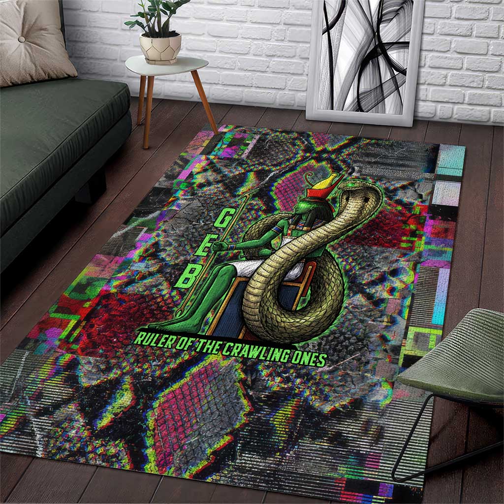 Geb Ancient Egyptian Area Rug with Serpent Throne and Snake Skin Texture Egyptian Earth God Tribute - Wonder Print Shop
