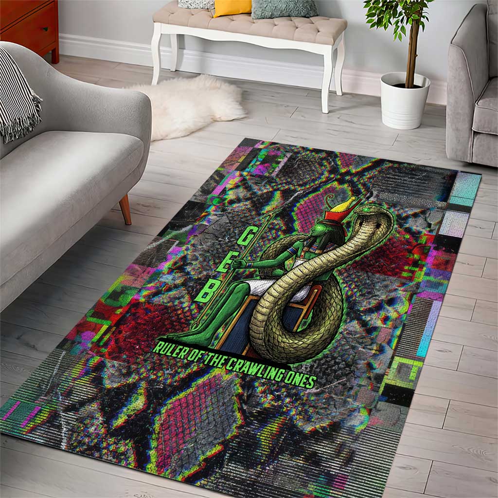 Geb Ancient Egyptian Area Rug with Serpent Throne and Snake Skin Texture Egyptian Earth God Tribute - Wonder Print Shop