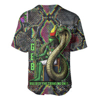 Geb Ancient Egyptian Baseball Jersey with Serpent Throne and Snake Skin Texture Egyptian Earth God Tribute - Wonder Print Shop