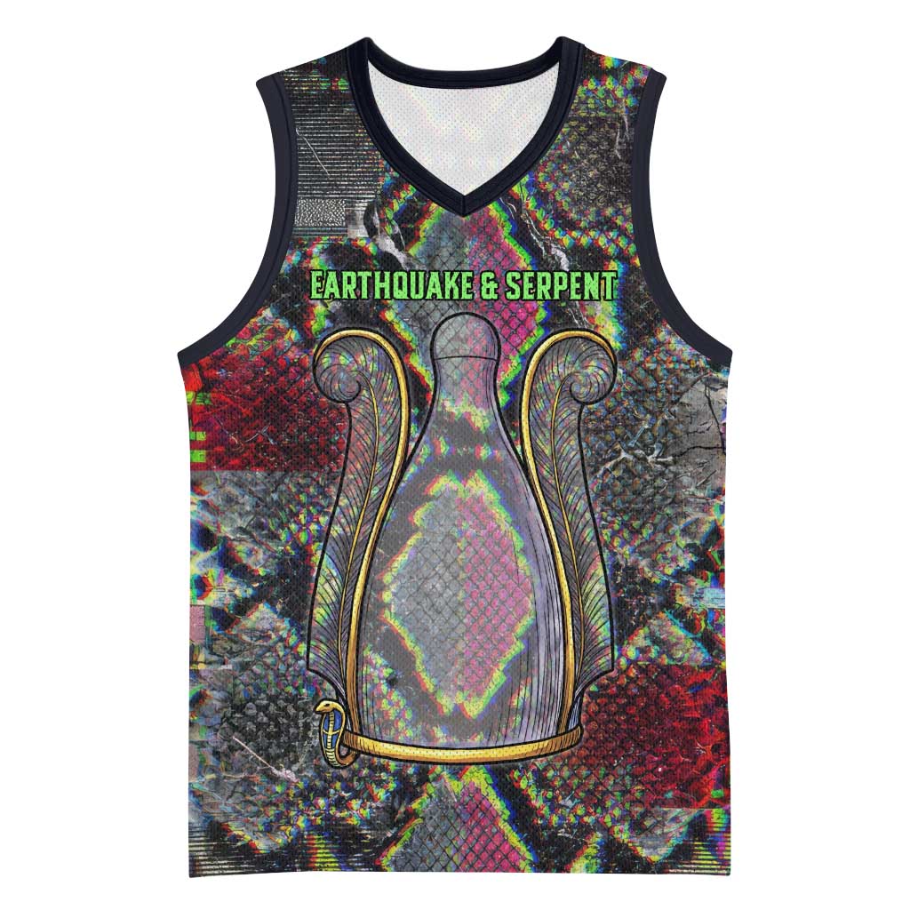 Geb Ancient Egyptian Basketball Jersey with Serpent Throne and Snake Skin Texture Egyptian Earth God Tribute - Wonder Print Shop