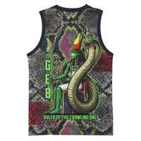 Geb Ancient Egyptian Basketball Jersey with Serpent Throne and Snake Skin Texture Egyptian Earth God Tribute - Wonder Print Shop