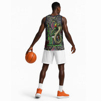 Geb Ancient Egyptian Basketball Jersey with Serpent Throne and Snake Skin Texture Egyptian Earth God Tribute - Wonder Print Shop
