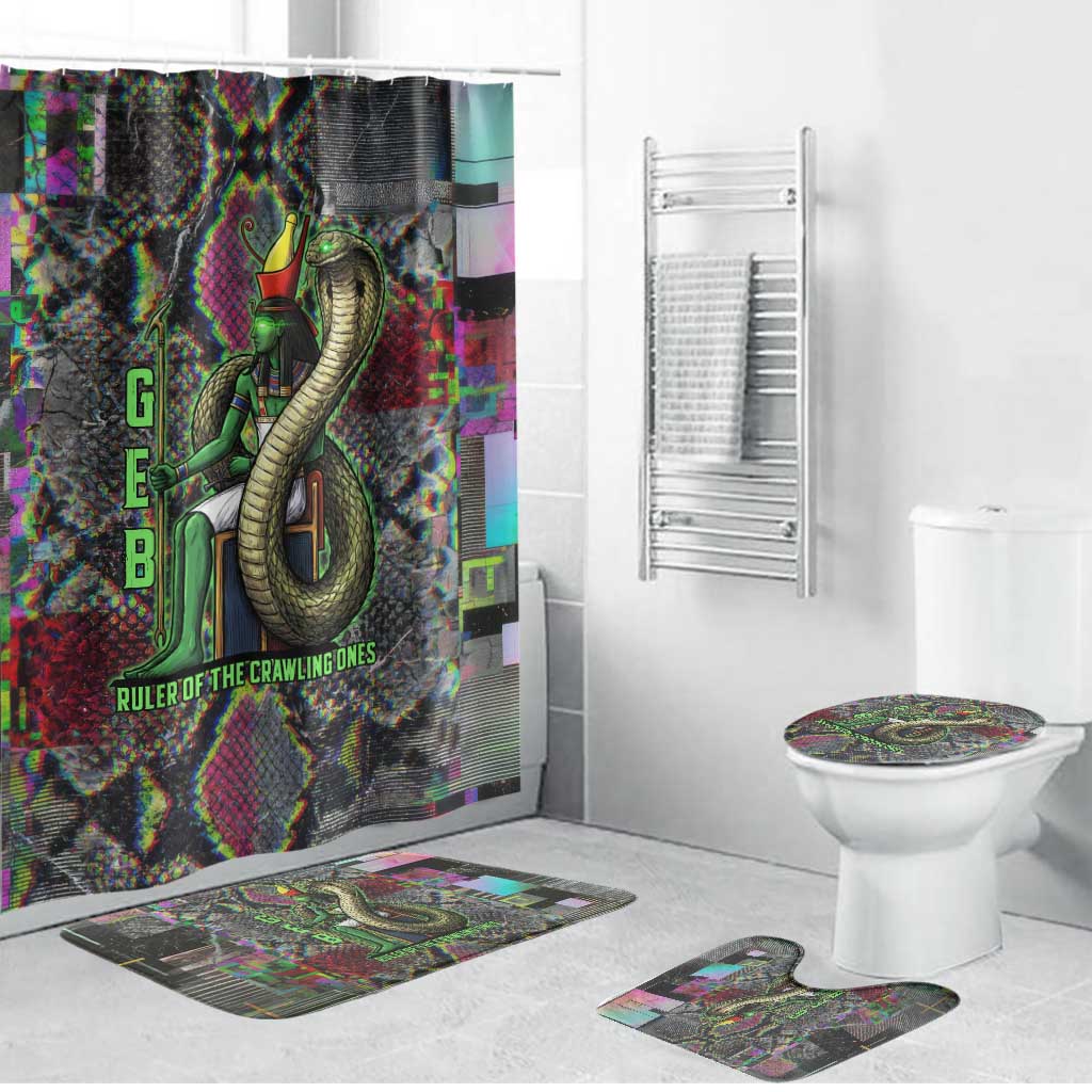 Geb Ancient Egyptian Bathroom Set with Serpent Throne and Snake Skin Texture Egyptian Earth God Tribute - Wonder Print Shop